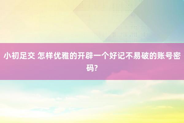 小初足交 怎样优雅的开辟一个好记不易破的账号密码?